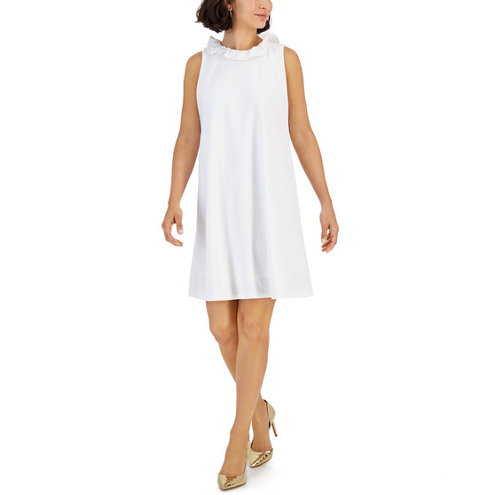 Women's Ruffle-Collar Sleeveless Shift Dress