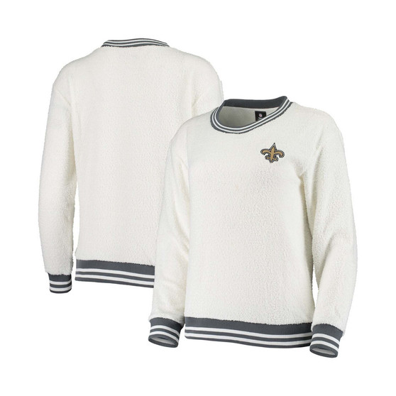 Women's Cream, Charcoal New Orleans Saints Granite Knit Pullover Sweatshirt