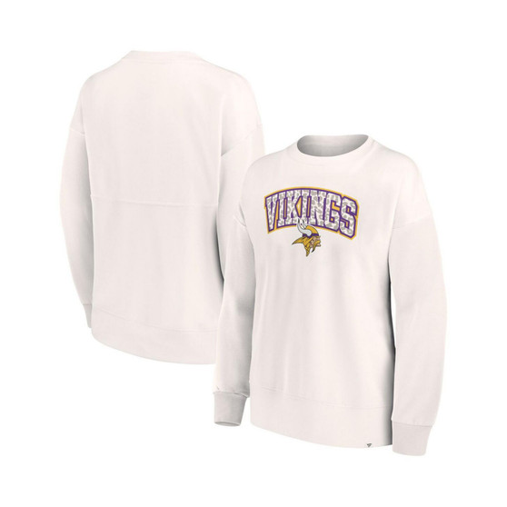 Women's Branded White Minnesota Vikings Leopard Team Pullover Sweatshirt
