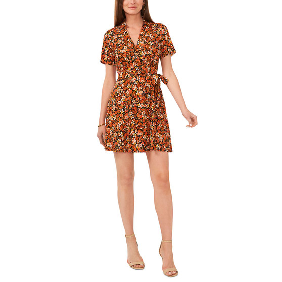 Petite Floral-Print Fit & Flare Wrap Dress