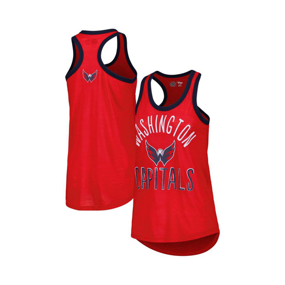 Women's Red Washington Capitals First Base Racerback Scoop Neck Tank Top