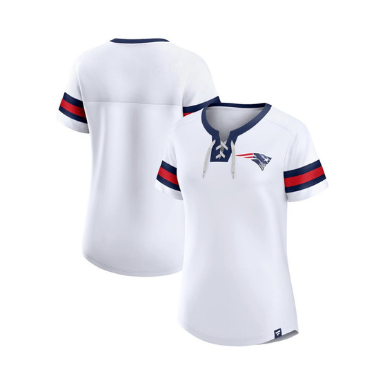 Women's Branded White New England Patriots Sunday Best Lace-Up T-shirt