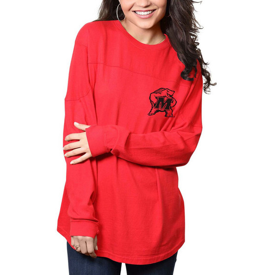 Women's Red Maryland Terrapins The Big Shirt Oversized Long Sleeve T-shirt