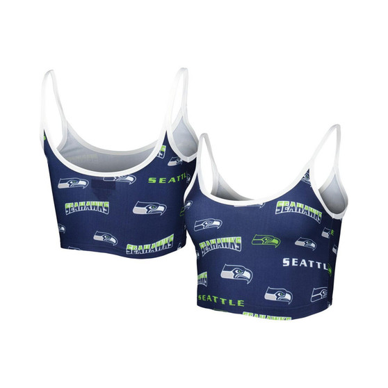 Women's College Navy Seattle Seahawks Breakthrough Allover Knit Lounge Bralette