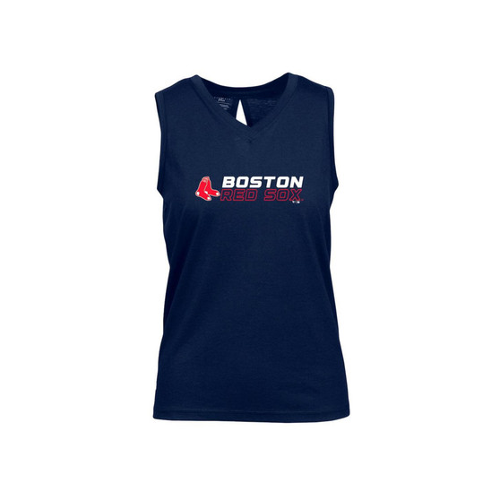 Women's Navy Boston Red Sox Paisley Chase V-Neck Tank Top