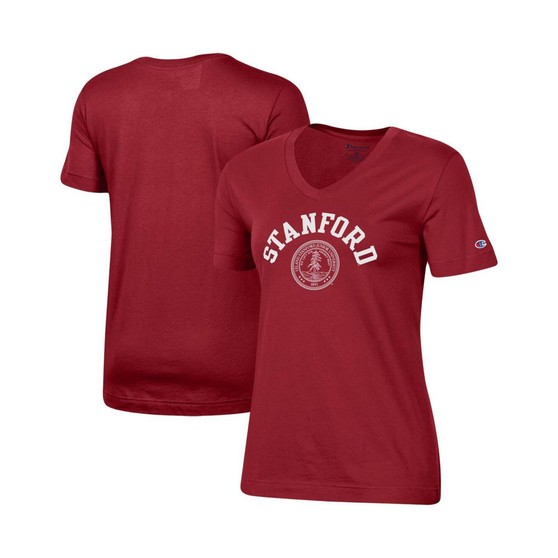 Women's Cardinal Stanford Cardinal University College Seal V-Neck T-shirt