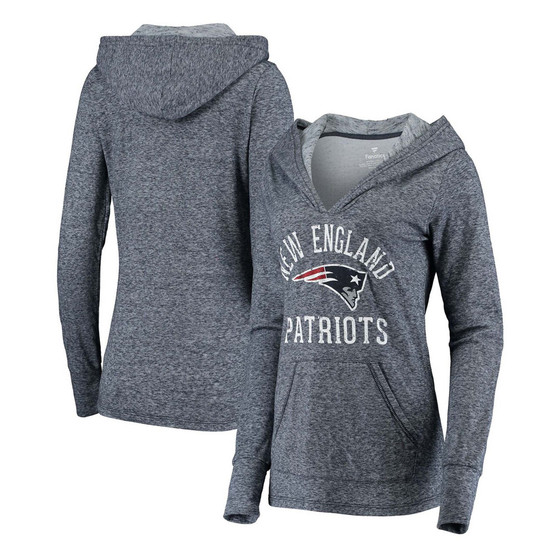 Women's Navy New England Patriots Doubleface Slub Pullover Hoodie