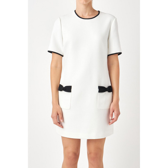 Women's Contrast Accent Shift Pocket Mini Dress