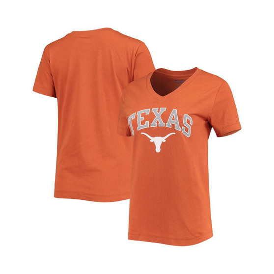 Women's Texas Orange Texas Longhorns University Arch Logo V-Neck T-shirt