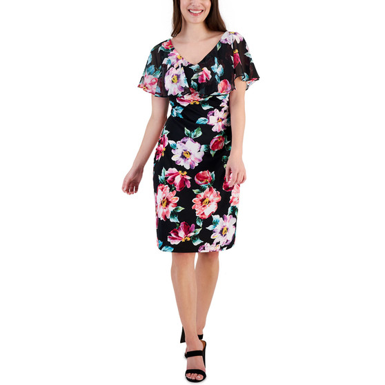 Capelet-Overlay Sheath Dress