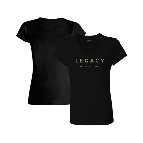 Women's Black LEGACY Motor Club Team V-Neck T-shirt