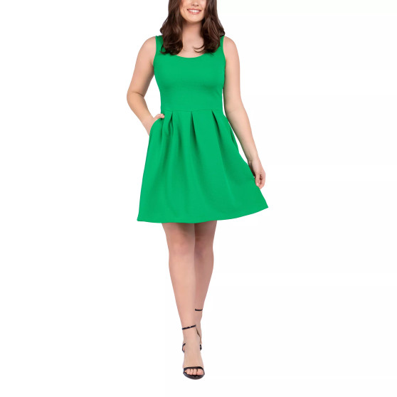 Women's Sleeveless Knee Pleated Pocket Dress