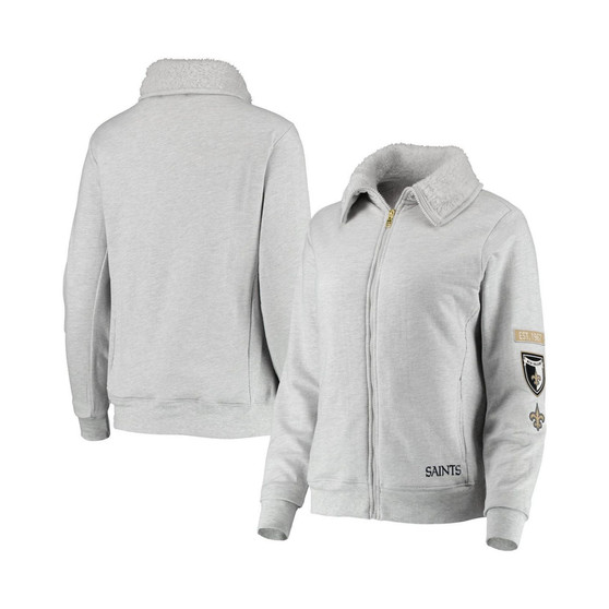 Women's Gray New Orleans Saints Fleece Full-Zip Sweatshirt