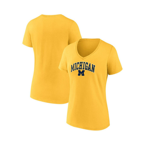 Women's Branded Maize Michigan Wolverines Evergreen Campus V-Neck T-shirt