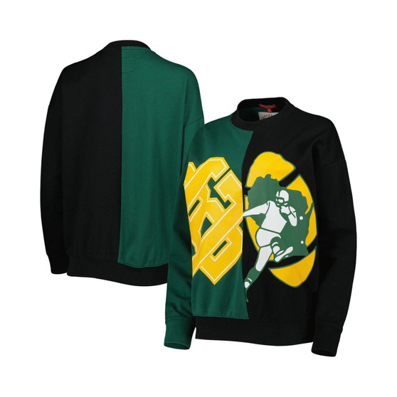 Women's Green, Black Green Bay Packers Big Face Pullover Sweatshirt