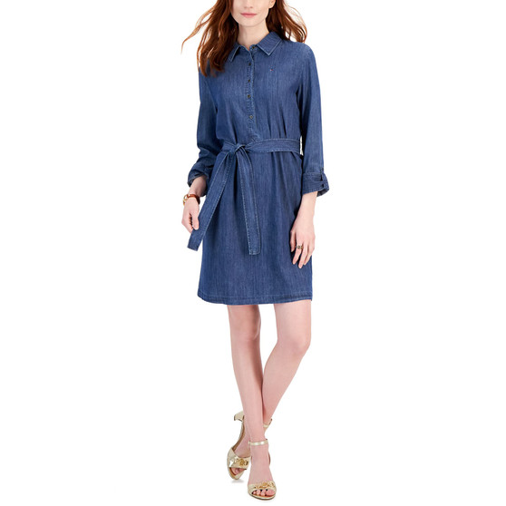 Women's Chambray Tie-Waist Dress