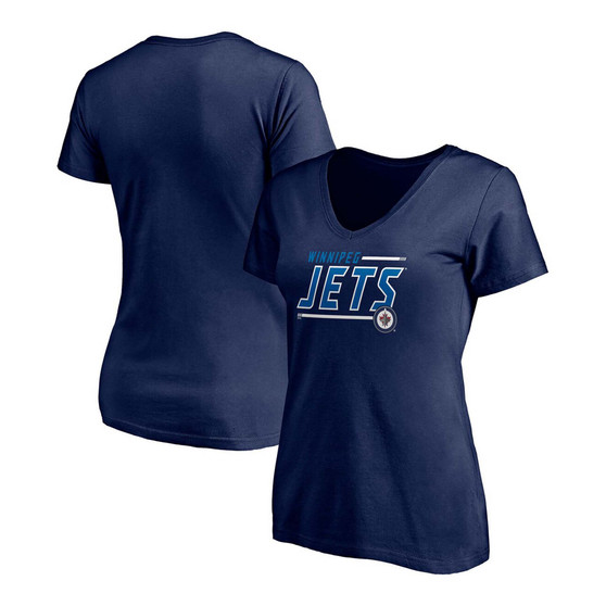 Women's Navy Winnipeg Jets Mascot In Bounds V-Neck T-shirt