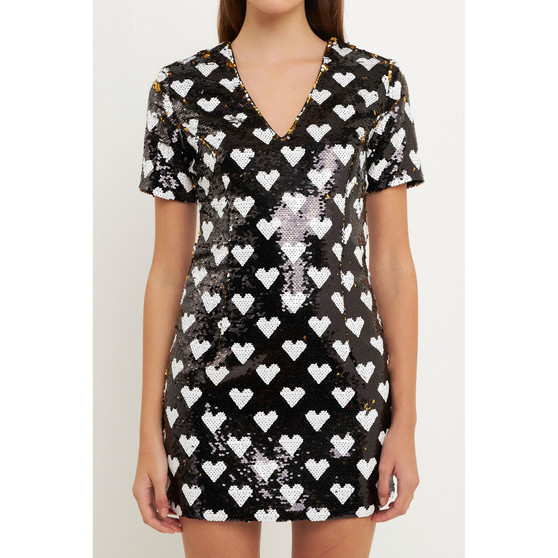Women's Heart Shape Sequins Dress