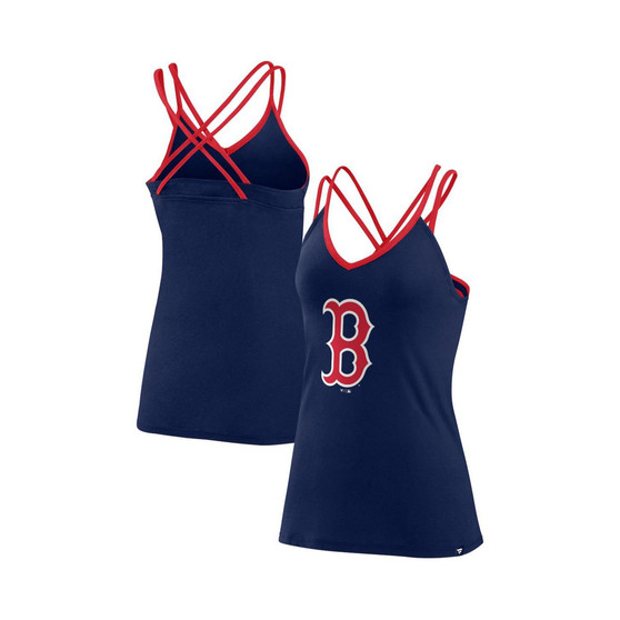 Women's Branded Navy Boston Red Sox Barrel It Up Cross Back V-Neck Tank Top