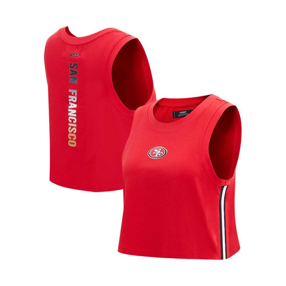 Women's Scarlet San Francisco 49ers Ombre Wordmark Classic Cropped Tank Top