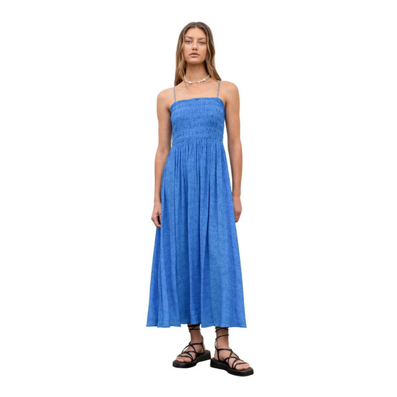 Women's Mini Ruffle Smock Midi Dress