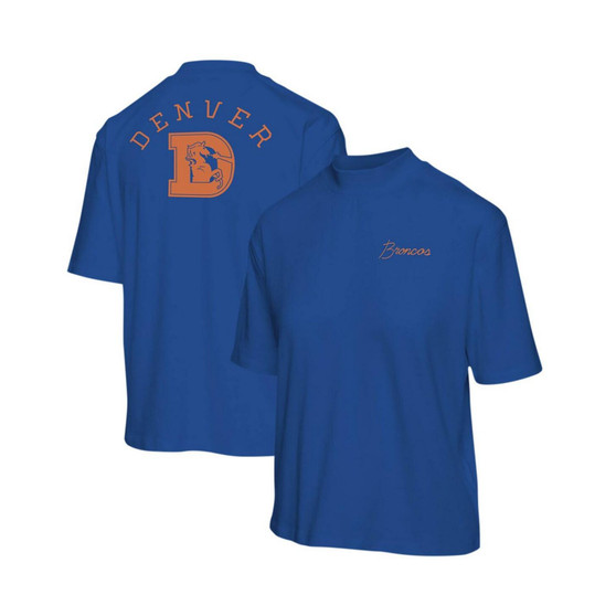 Women's Royal Denver Broncos Half-Sleeve Mock Neck T-shirt