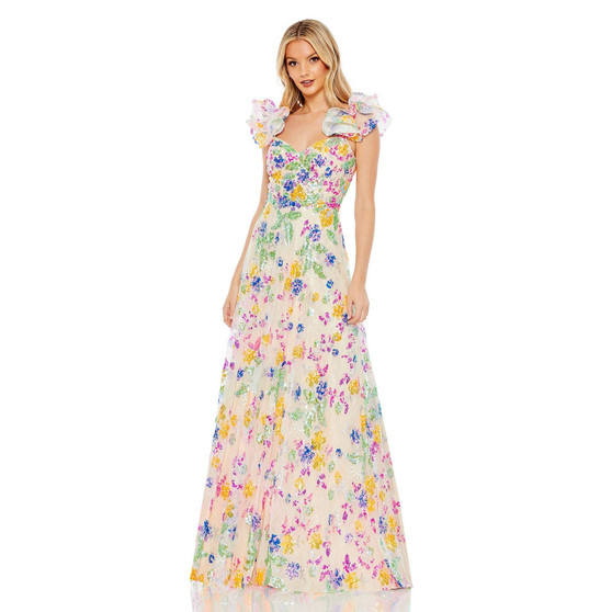 Women's Embellished Ruffle Sleeve Gown