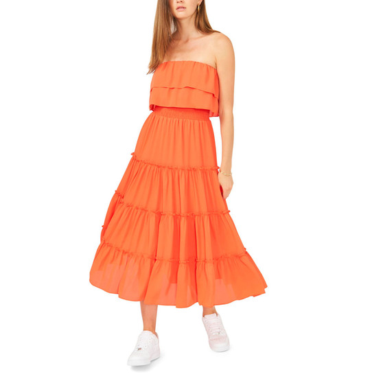 Women's Strapless Ruffle Tiered Maxi Dress
