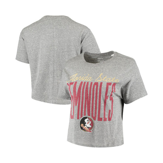 Women's Heathered Gray Florida State Seminoles Sanibel Knobi Crop T-shirt