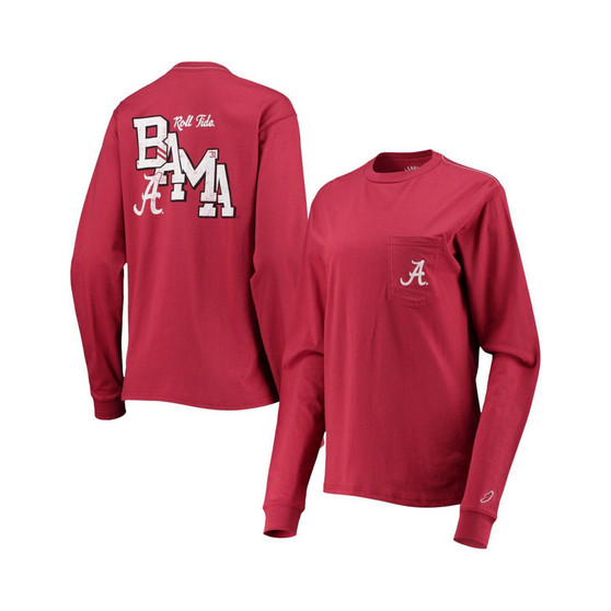 Women's Crimson Alabama Crimson Tide Pocket Oversized Long Sleeve T-shirt