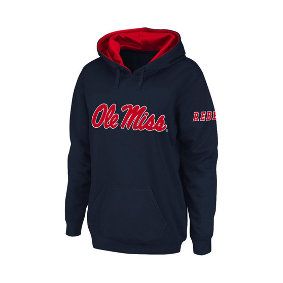 Women's Navy Ole Miss Rebels Big Logo Pullover Hoodie