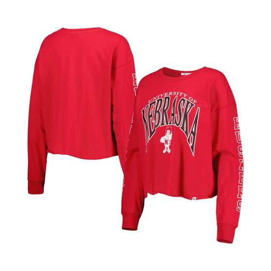 Women's Scarlet Nebraska Huskers Parkway Ii Cropped Long Sleeve T-shirt