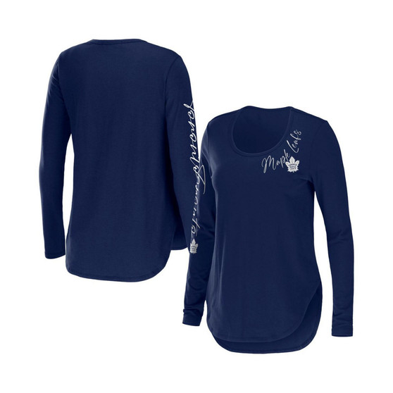 Women's Blue Toronto Maple Leafs Team Scoop Neck Long Sleeve T-shirt