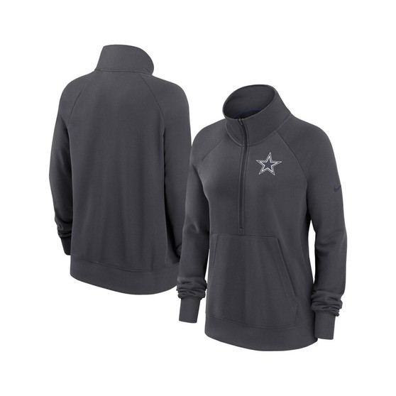 Women's Charcoal Dallas Cowboys Premium Raglan Performance Half-Zip Sweatshirt
