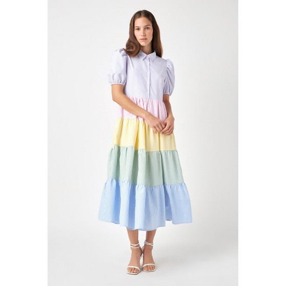 Women's Multi Stripe Maxi Dress