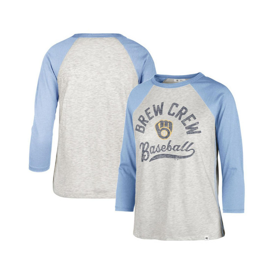 Women's Gray Milwaukee Brewers City Connect Retro Daze Ava Raglan 3/4-Sleeve T-shirt
