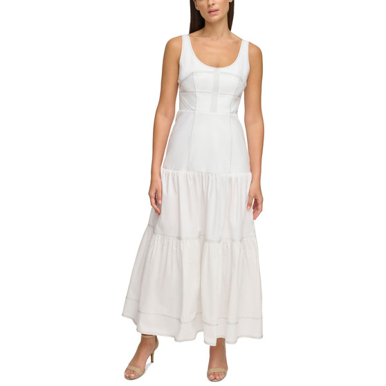 Women's Poplin Sleeveless Corset Maxi Dress