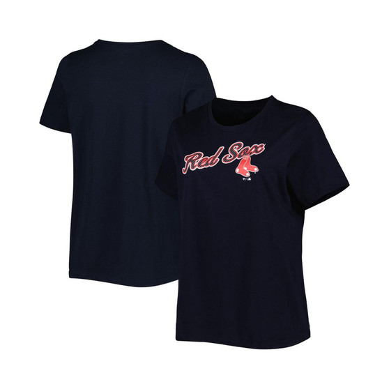 Women's Navy Boston Red Sox Plus Size Team Scoop Neck T-shirt