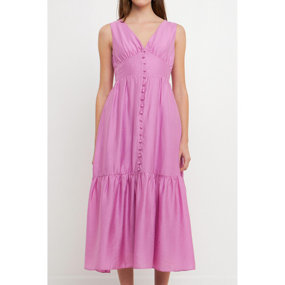 Women's Front Button Dress with Back bow