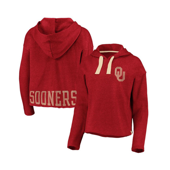 Women's Branded Crimson Oklahoma Sooners True Classics Cropped Pullover Hoodie
