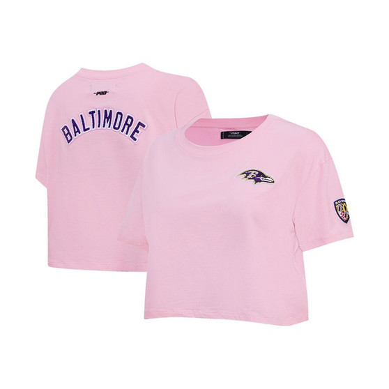 Women's Pink Baltimore Ravens Cropped Boxy T-shirt