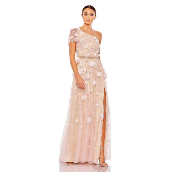 Women's Floral Embellished One Shoulder A Line Gown