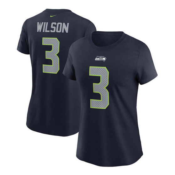 Women's Russell Wilson College Navy Seattle Seahawks Name Number T-shirt