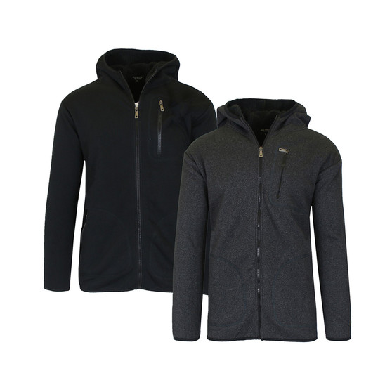 Women's Loose Fitting Tech Sherpa Fleece-Lined Zip Hoodie with Chest Pocket Jacket-2 Pack