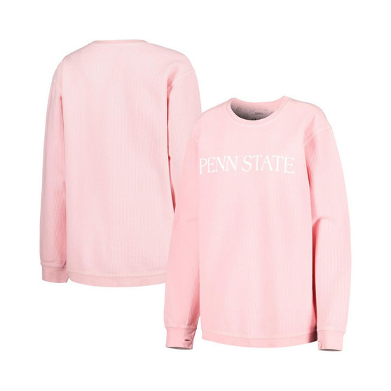 Women's Pink Penn State Nittany Lions Comfy Cord Bar Print Pullover Sweatshirt