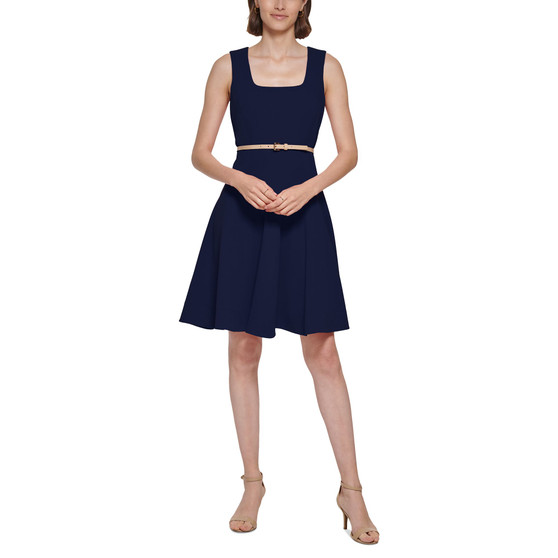 Petite Belted Fit & Flare Dress