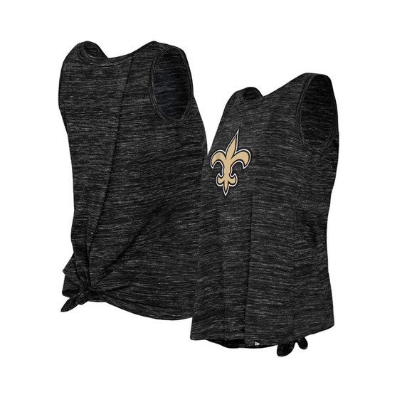 Women's Black New Orleans Saints Space Dye Tie-Back Tank Top