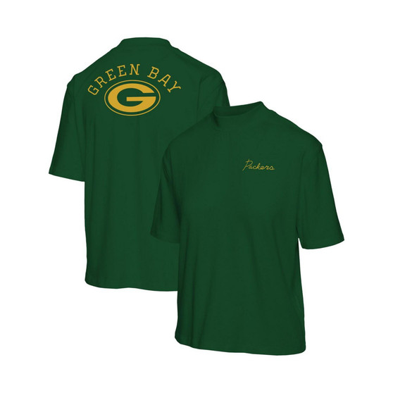 Women's Green Green Bay Packers Half-Sleeve Mock Neck T-shirt
