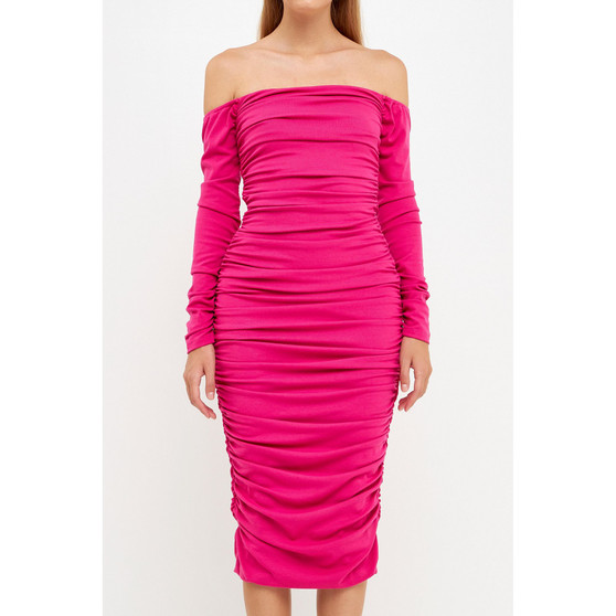 Women's Ruched Midi Dress