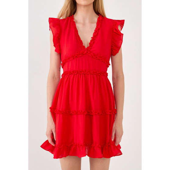 Women's Ruffle Sleeve Mini Dress